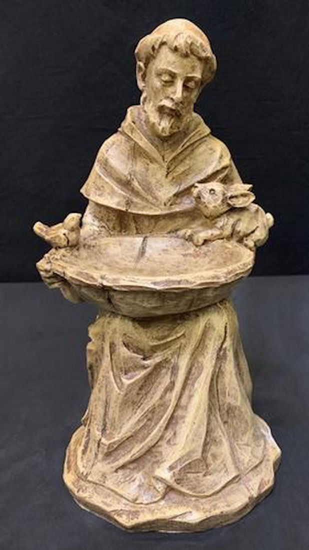 St. Francis Feeding Animals Resin Sculpture. (1 of 4)