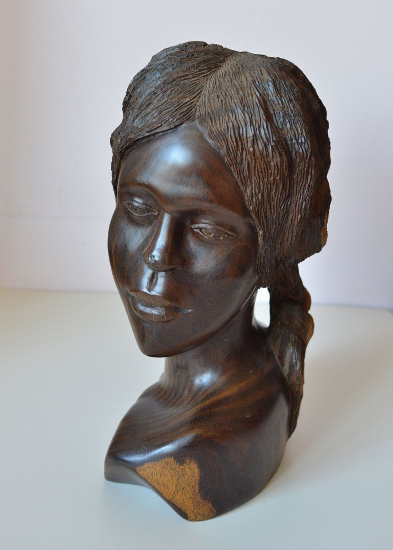 VINTAGE HAND CARVED WOOD FACE ARTIST SIGNED R STEPHEN (1 of 6)