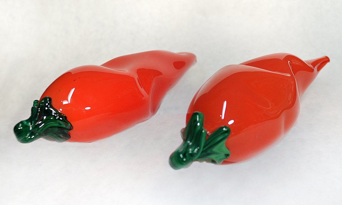 Pair of Vintage Decorative Crystal Red Pepper (1 of 1)