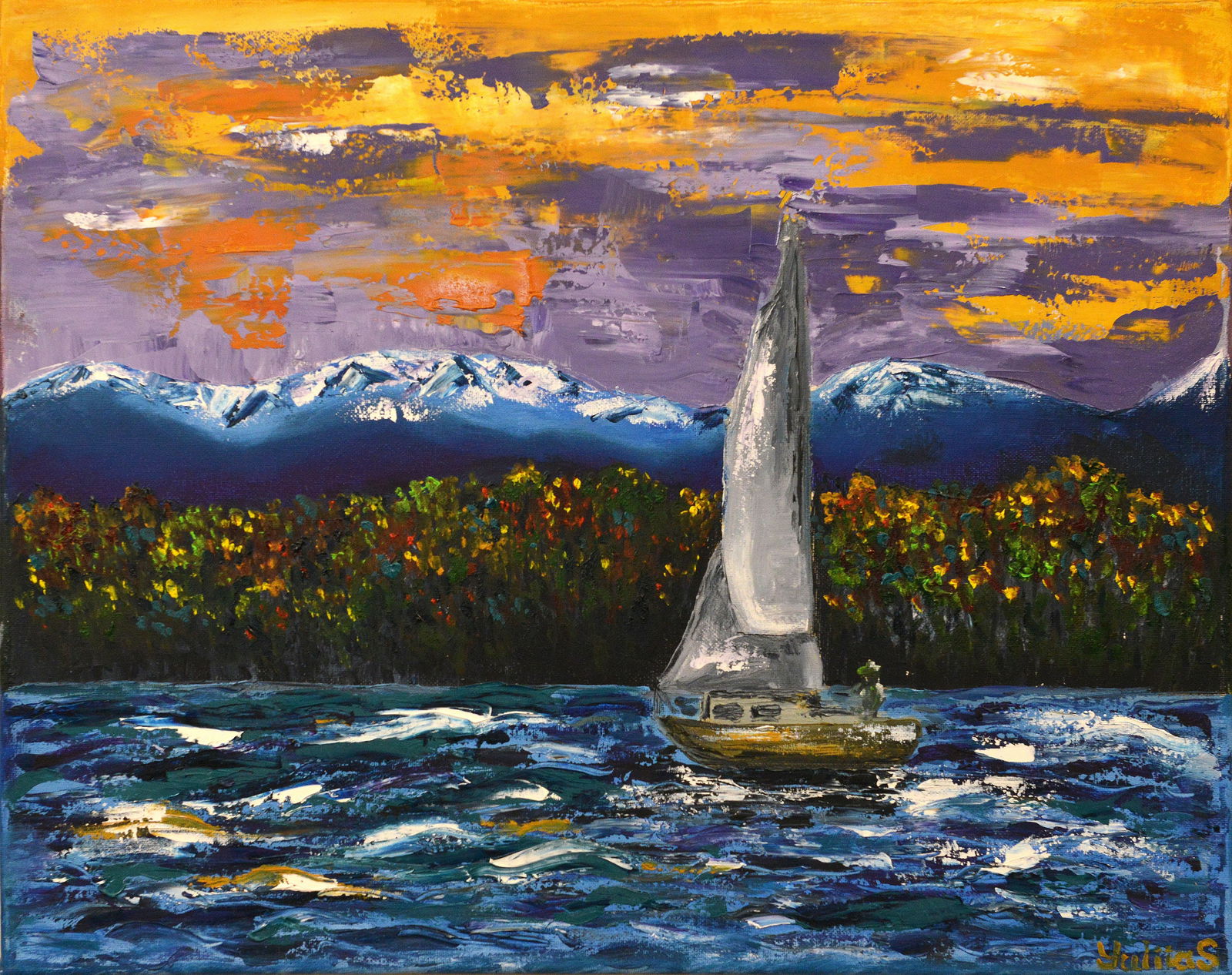 Sunset Sail, Oil on Canvas (1 of 2)