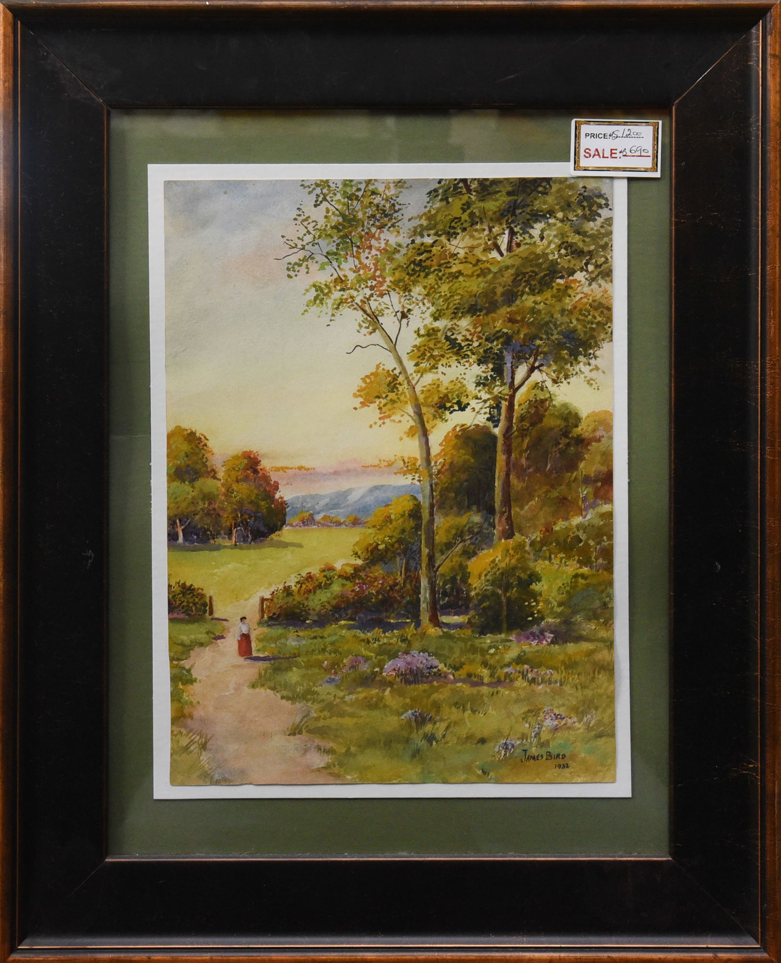 James Bird: Original Painting on Paper by Artist James Bird 1932, Size: 18" x 22"