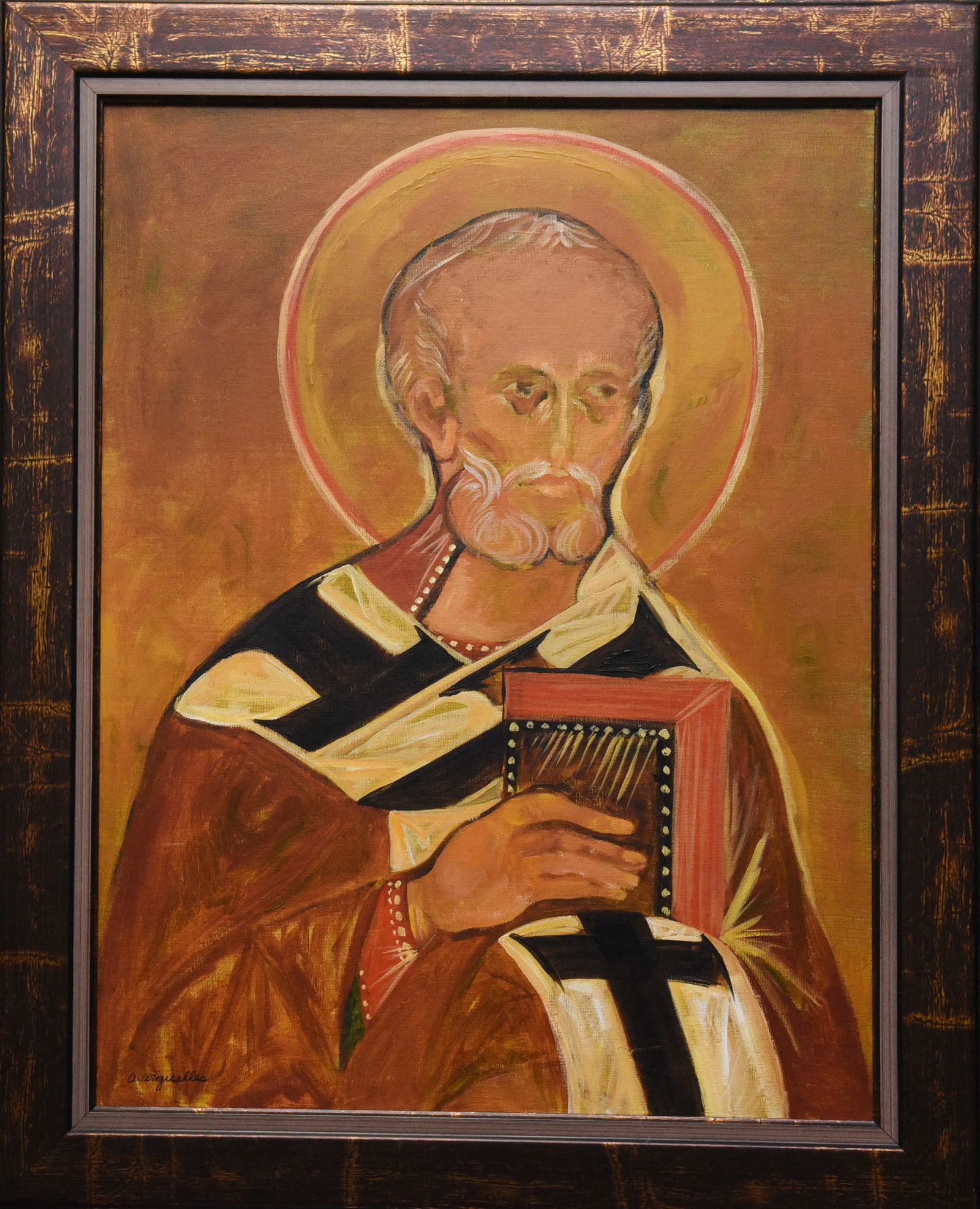 St. Nicholas (Alicia Arguelles): Oil On Board of St. Nicholas By Artist (Alicia Arguelles) Size: 22" x29"