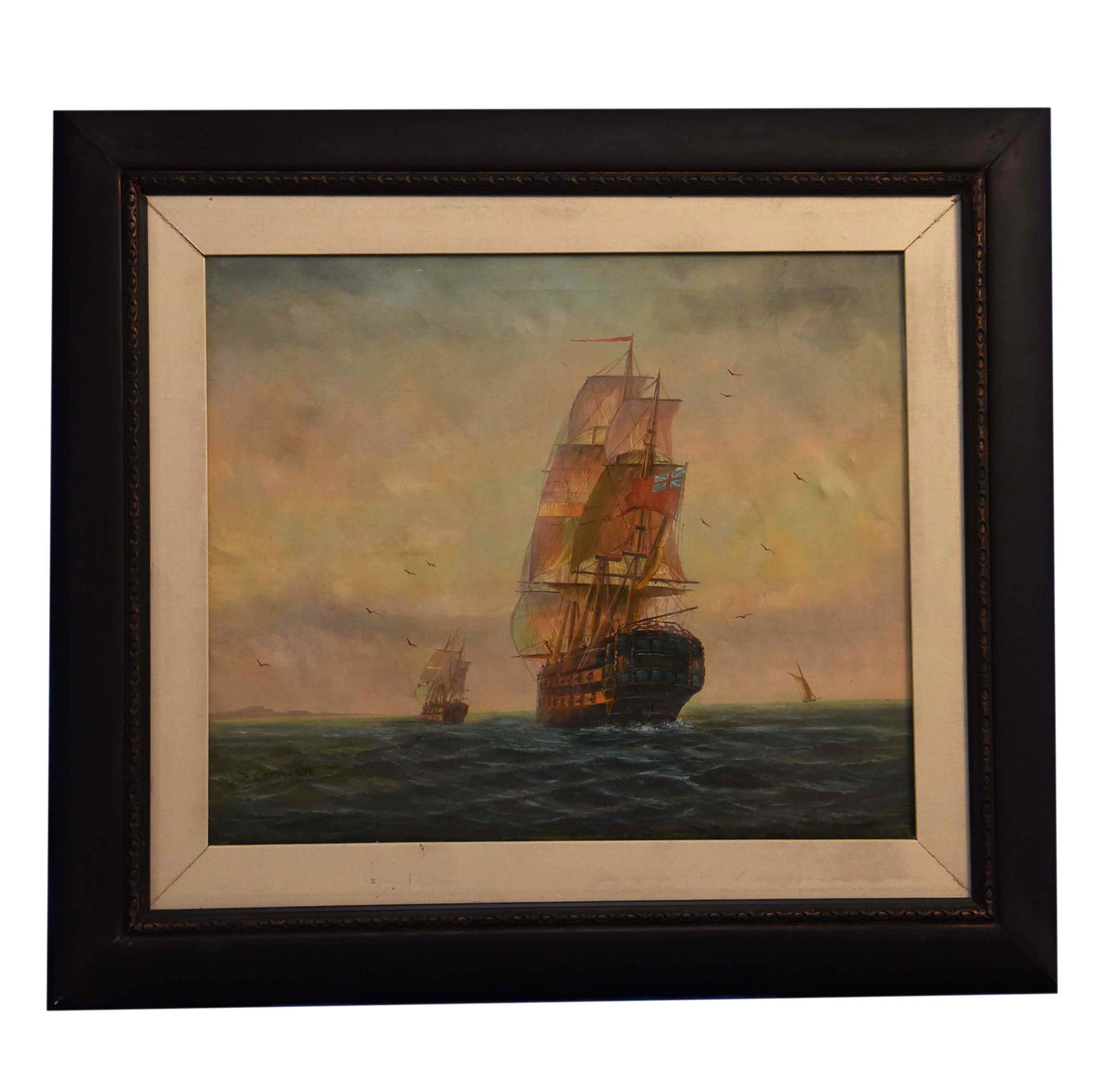 Sailing into Twilight Oil On Canvas By D.F Cornish (1 of 1)