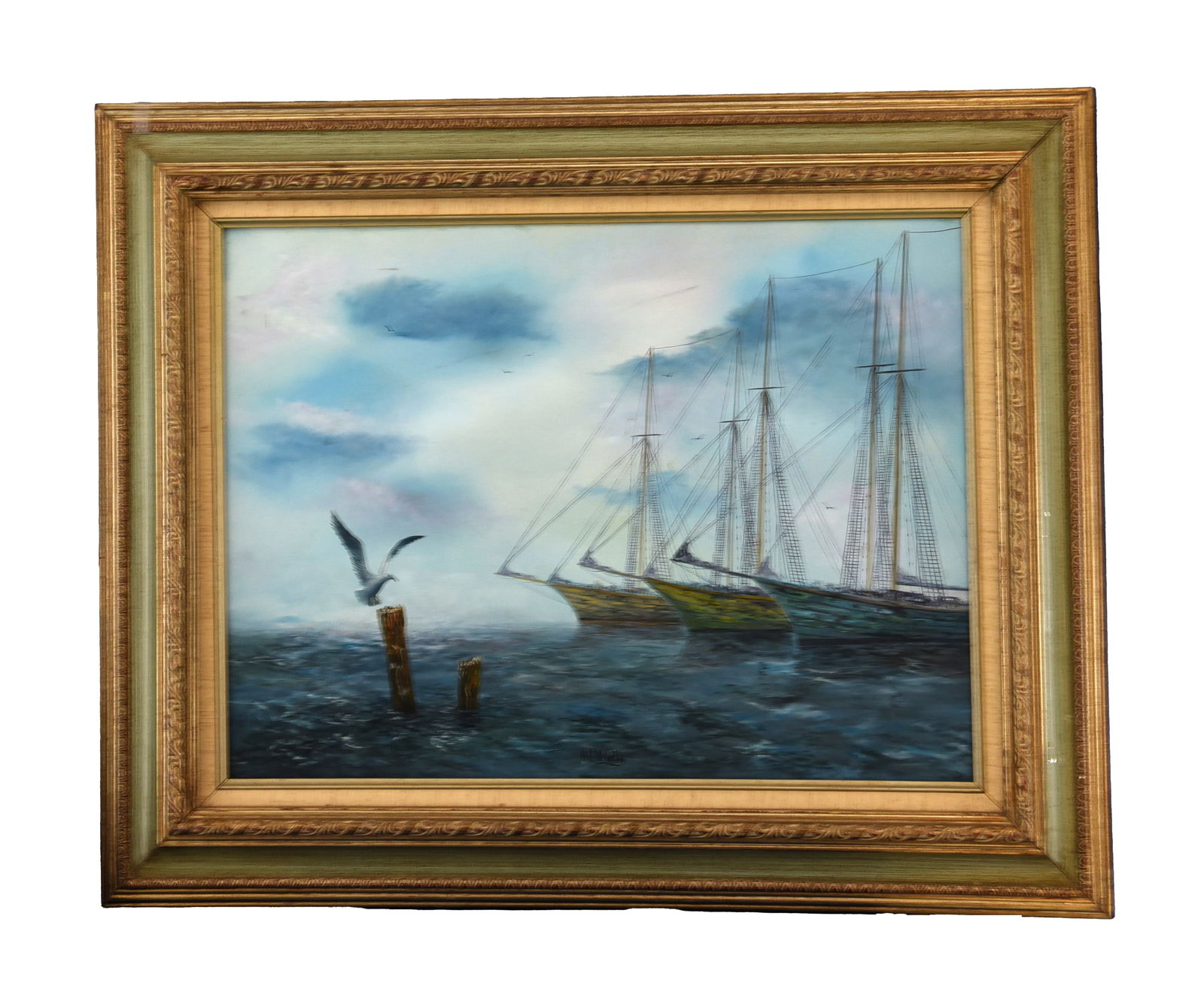 Moored Tall Ships, Oil On Canvas (1 of 1)