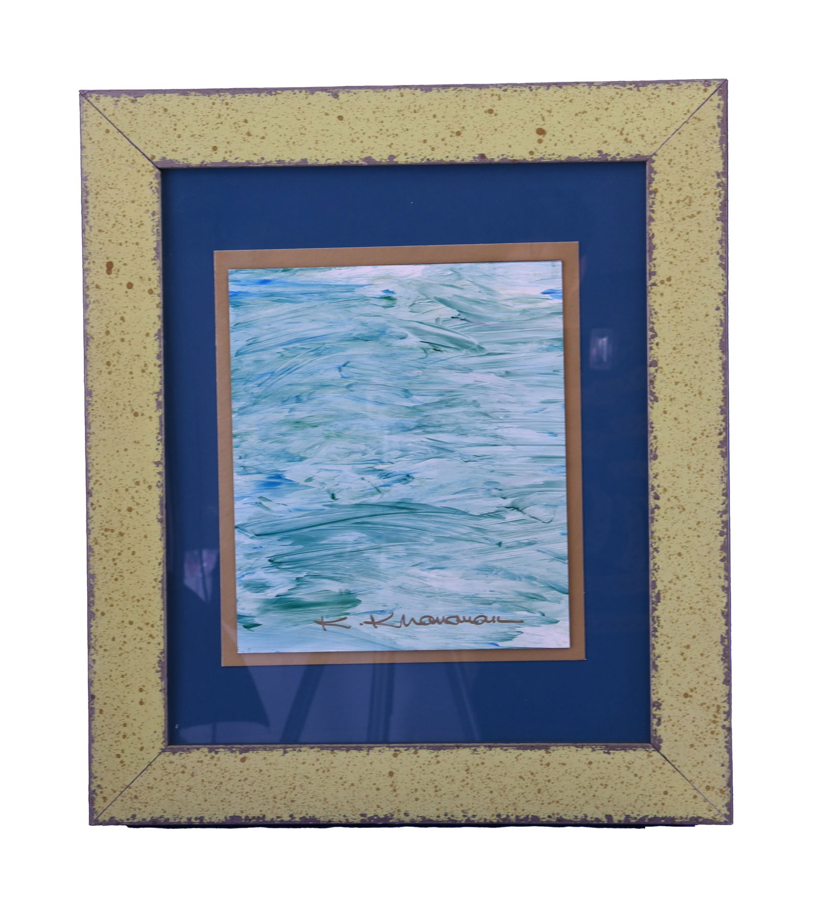 Rippling Serenity, Oil On Paper, By Kamran Khavarani: Rippling Serenity is a calming oil on paper painting by Kamran Khavarani, measuring 19" x 22". This abstract piece captures the tranquil essence of water with its horizontal brushstrokes of various sh