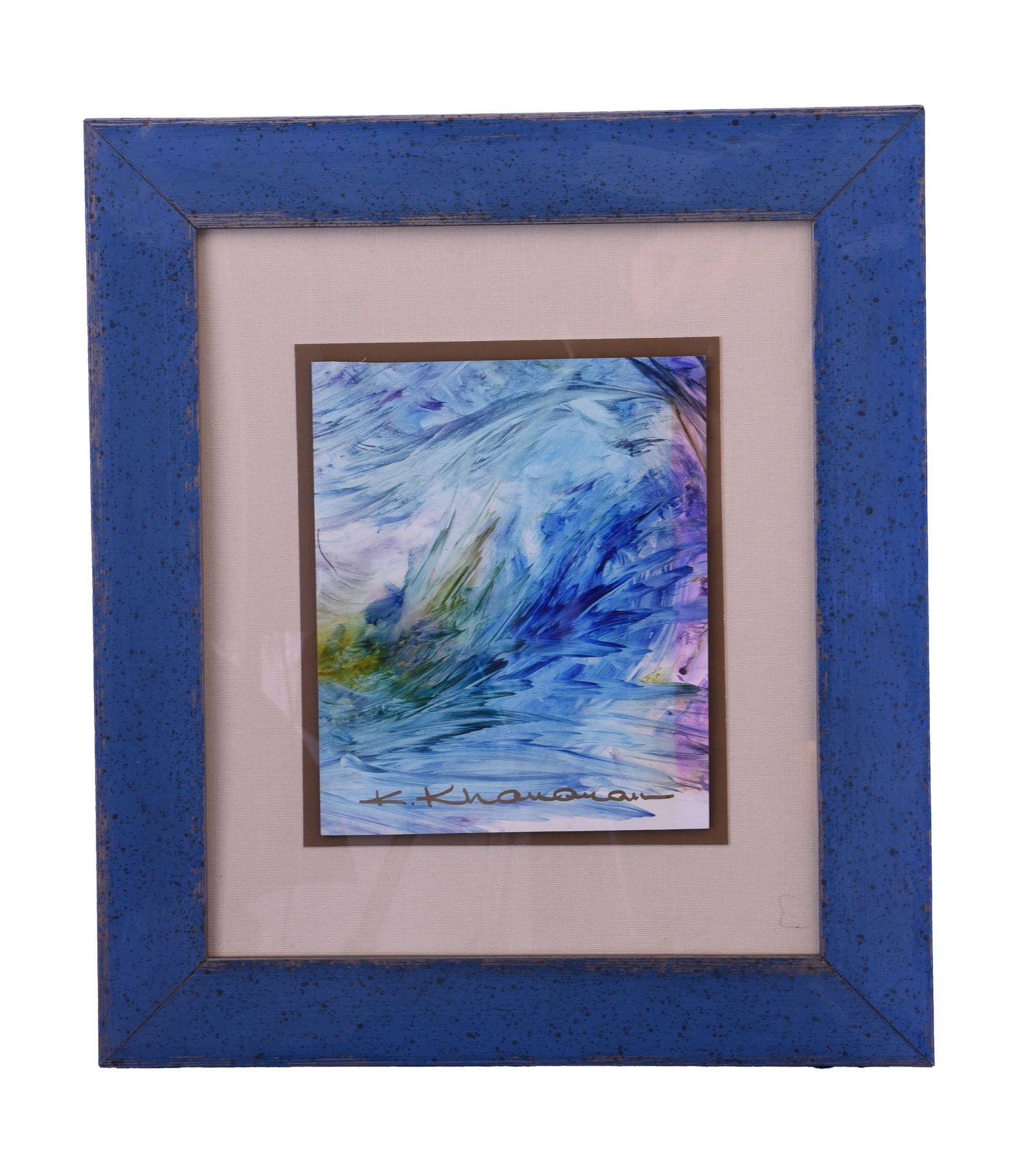 Oceanic Currents, Oil On Paper, By Kamran Khavarani: Oceanic Currents is an dynamic oil on paper painting by Kamran Khavarani, measuring 18" x 20". This abstract piece captures the powerful movement of water, with swirling and sweeping brushstrokes domi