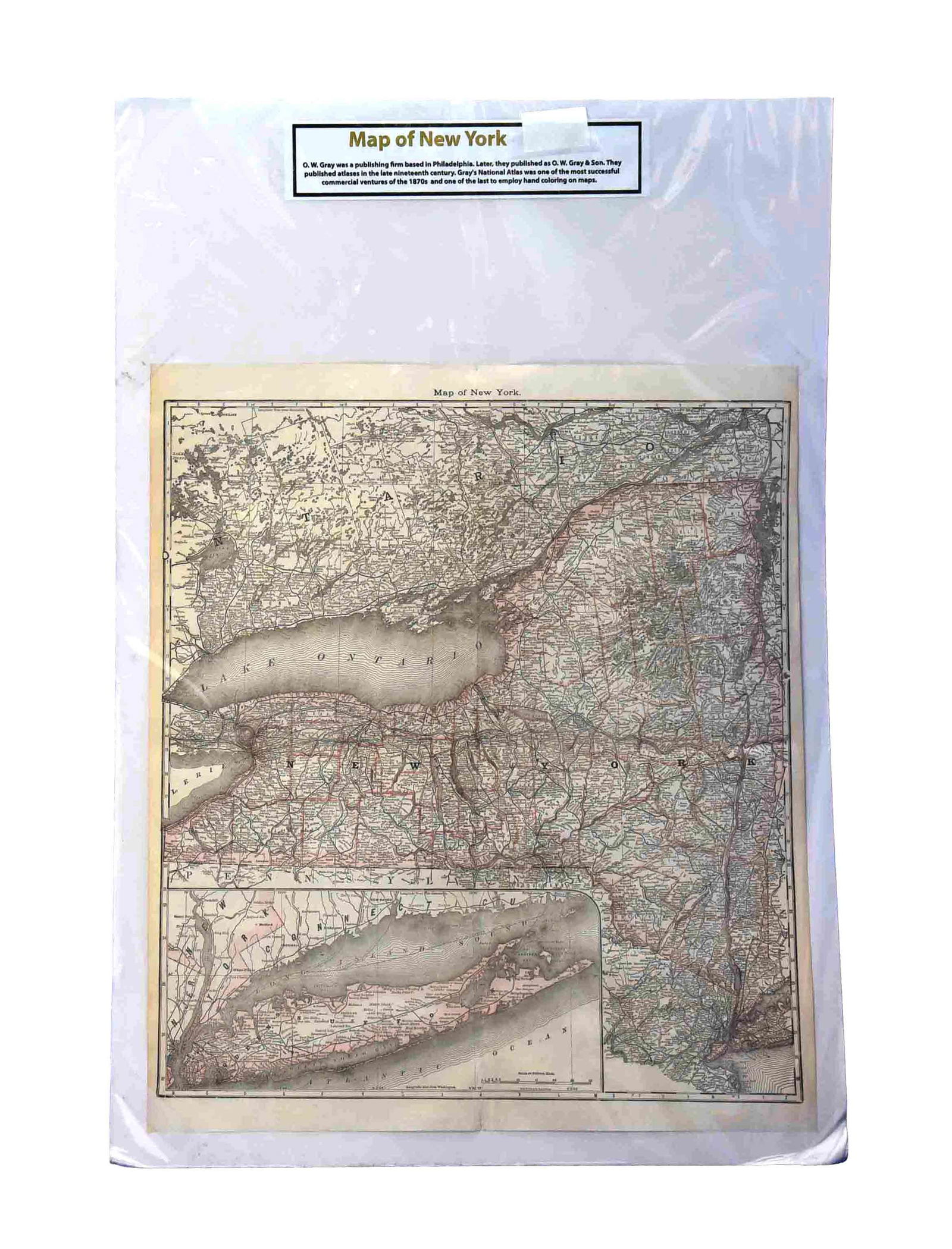 Antique 1870s G.W. Gray & Son Map of New York State (32 x 20")" (1 of 1)