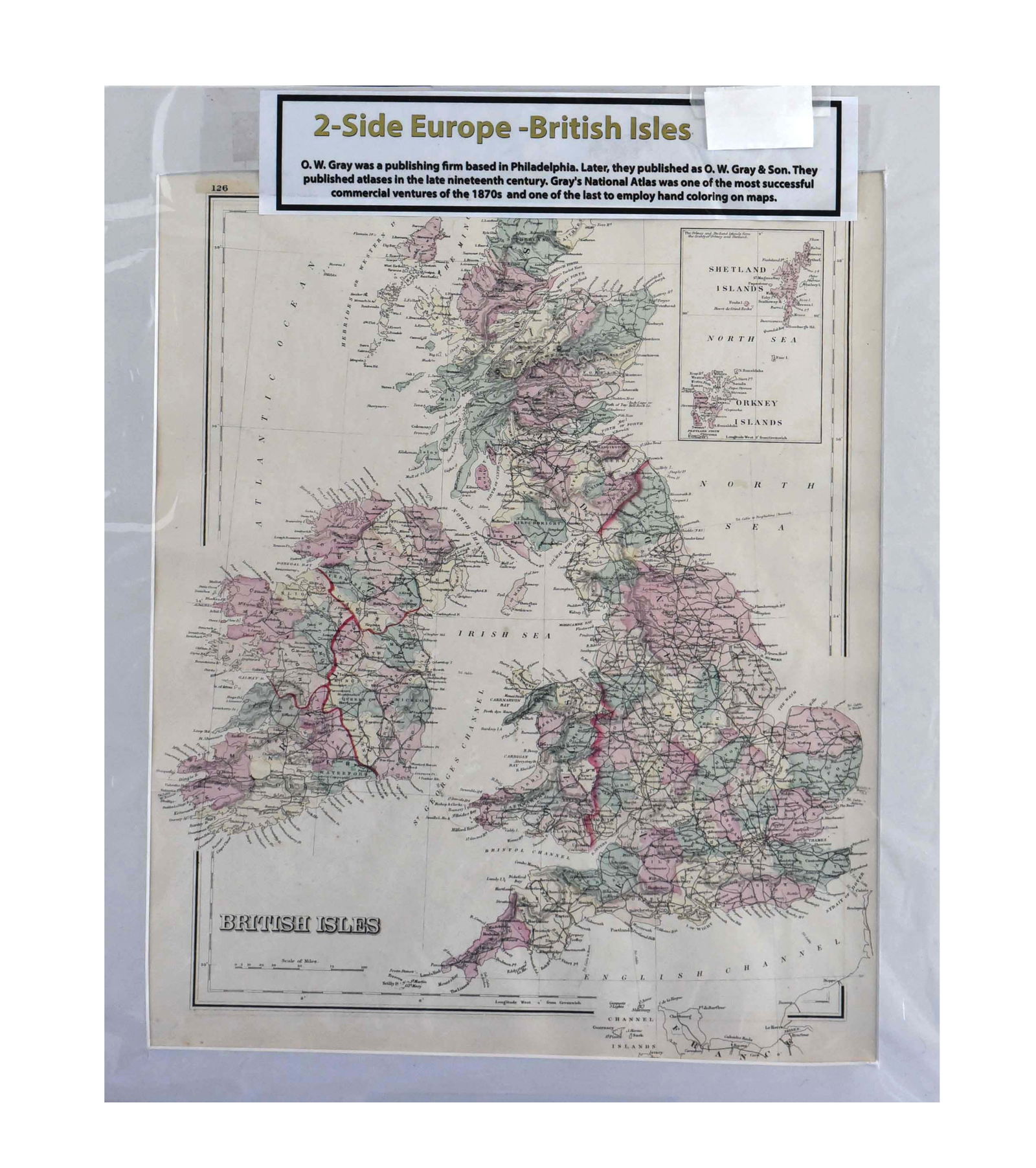Antique O.W. Gray's 1870s British Isles & Europe (Two-Sided Map, 16" x 19" (1 of 2)