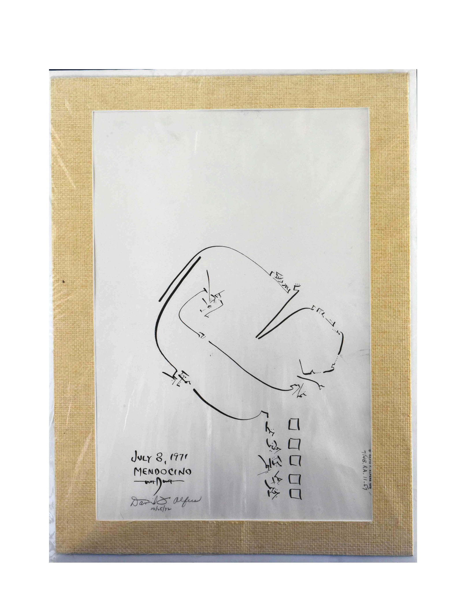 Original Abstract Ink Drawing, Dated 1971, Mendocino (Signed) (1 of 1)