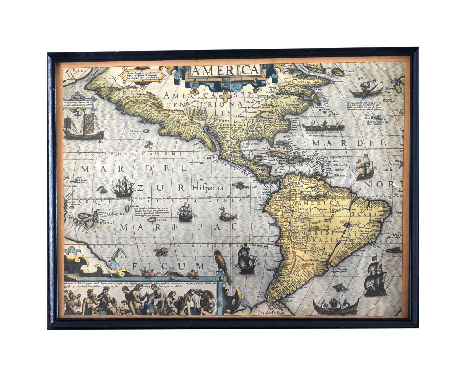 Framed Historical Map of the Americas - Jodocus Hondius (c. 1606) (1 of 1)