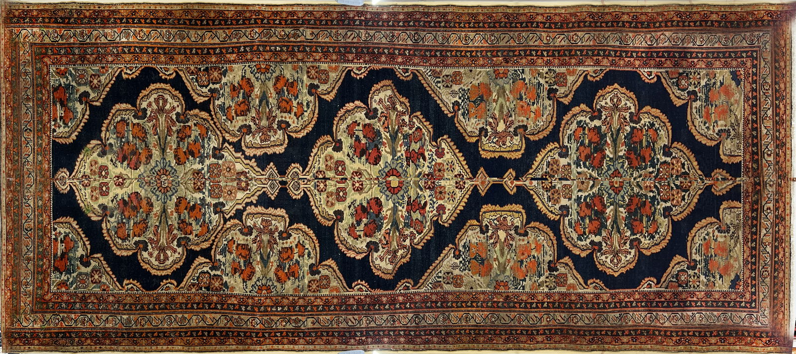 Antique Persian Malayer Runner | Golfarang Rose Design 17' x 6'8" (1 of 5)