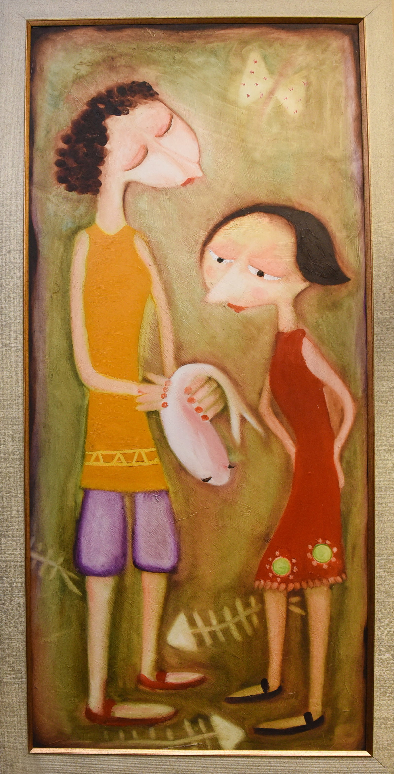 Oil On Board By Kambiz: Oil On Board Mother and Child by Artist Kambiz Size: 21" x46"