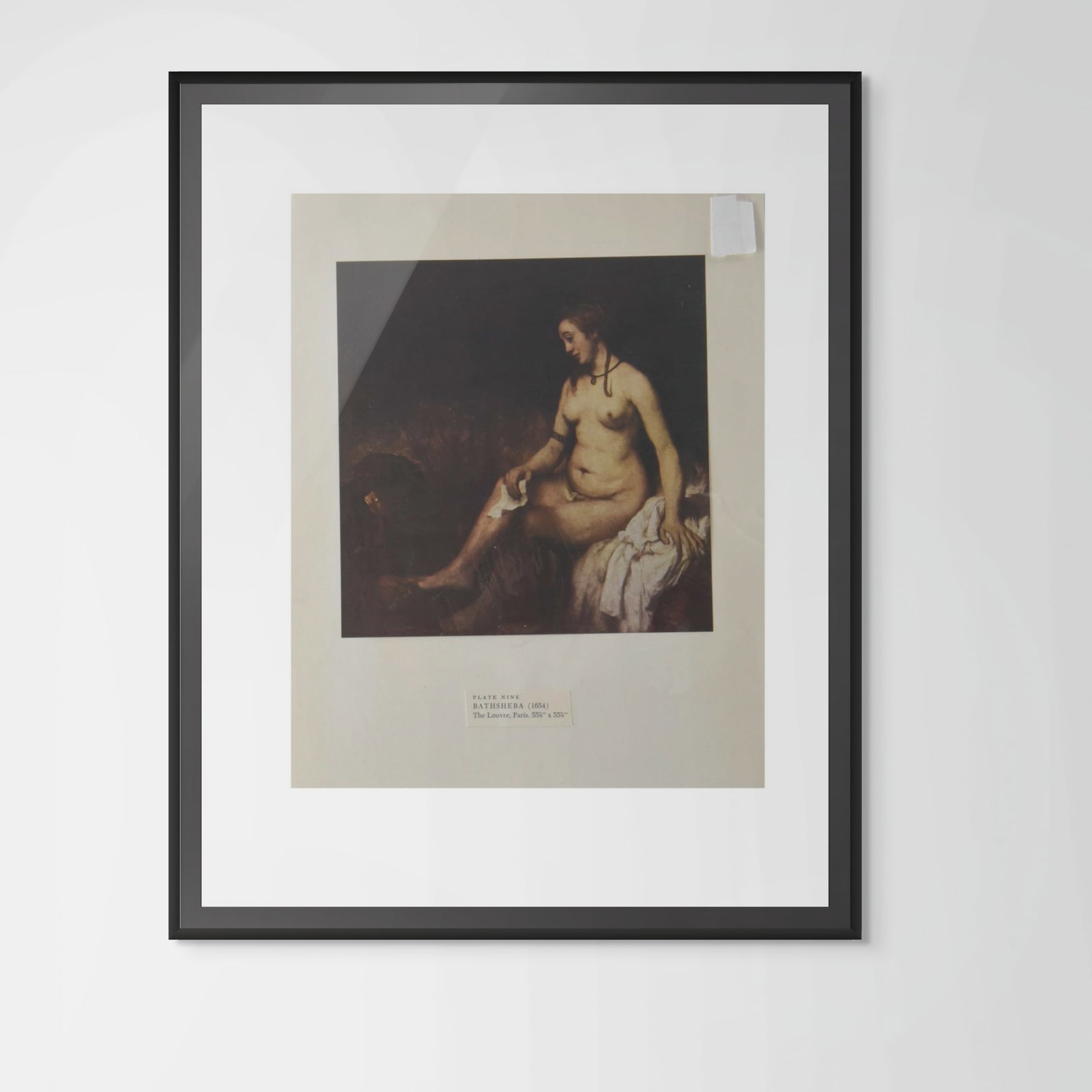 Rembrandt van Rijn: "Bathsheba at Her Bath" (1654) – Fine Art Print: This 11" x 14" art print is a vintage reproduction of Rembrandt’s "Bathsheba at Her Bath" (or Bathsheba with King David's Letter), painted in 1654. Labeled as Plate Nine, this piece is part of a hig