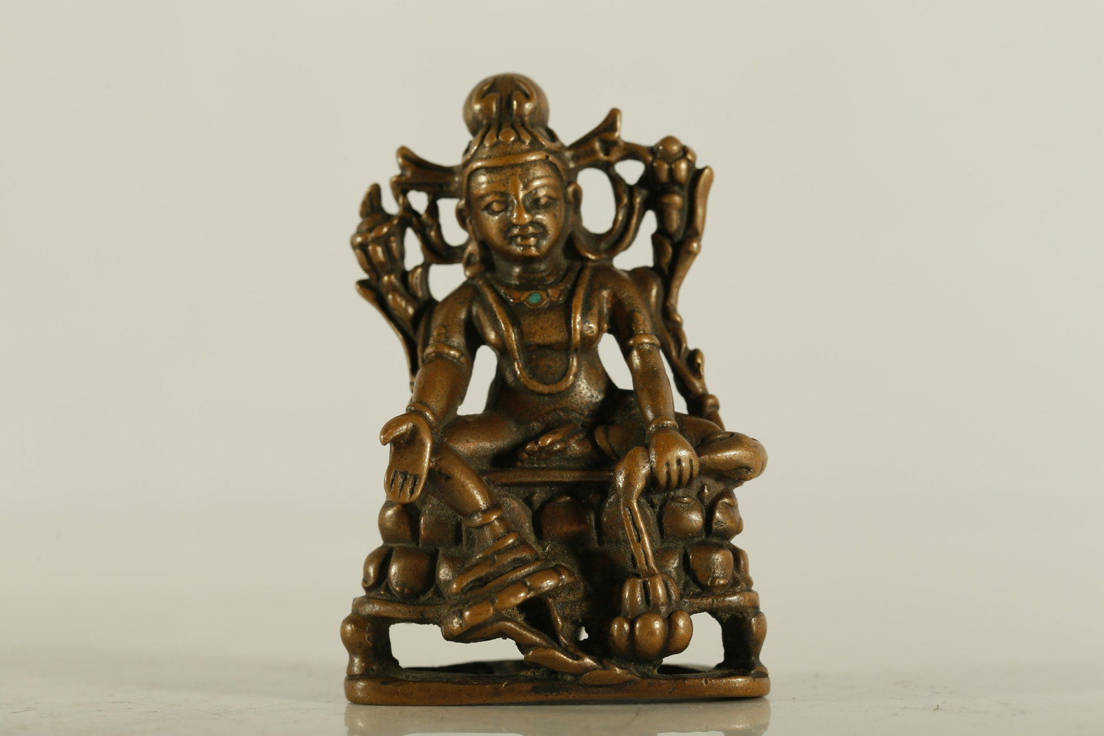A Rare and Exquisite Copper Figure of Tara: A Rare and Exquisite Copper Figure of Tara 13Th Century Size:4.3cmx3cmx6.5cm