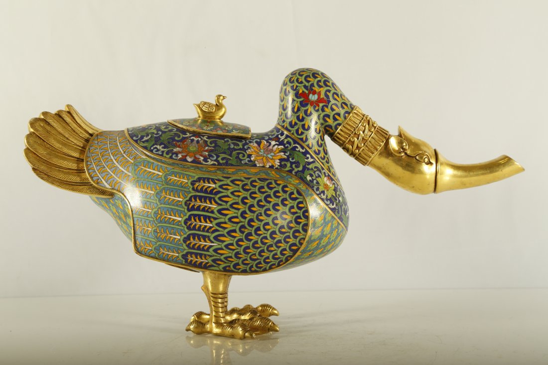 A Rare and Exquisite Cloisonne 'Duck' Pot (1 of 9)