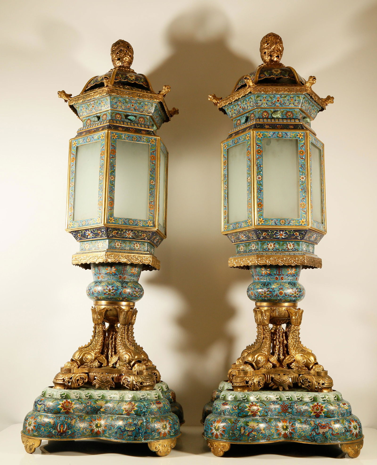 A Fine Pair of Unique and Magnificent Gilt-Cloisonne (1 of 12)