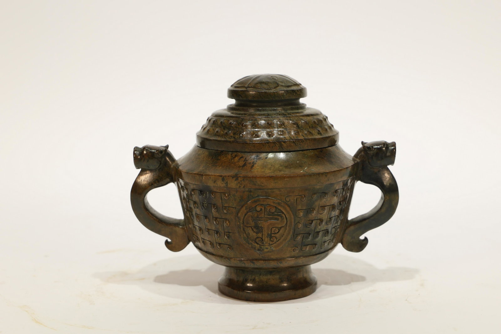 A Good Ancient Jade 'Dragon' Eared Cup: A Good Ancient Jade 'Dragon' Eared Cup Chinese Han Dynasty Size:13.2cmX9.5cmX11.3cm