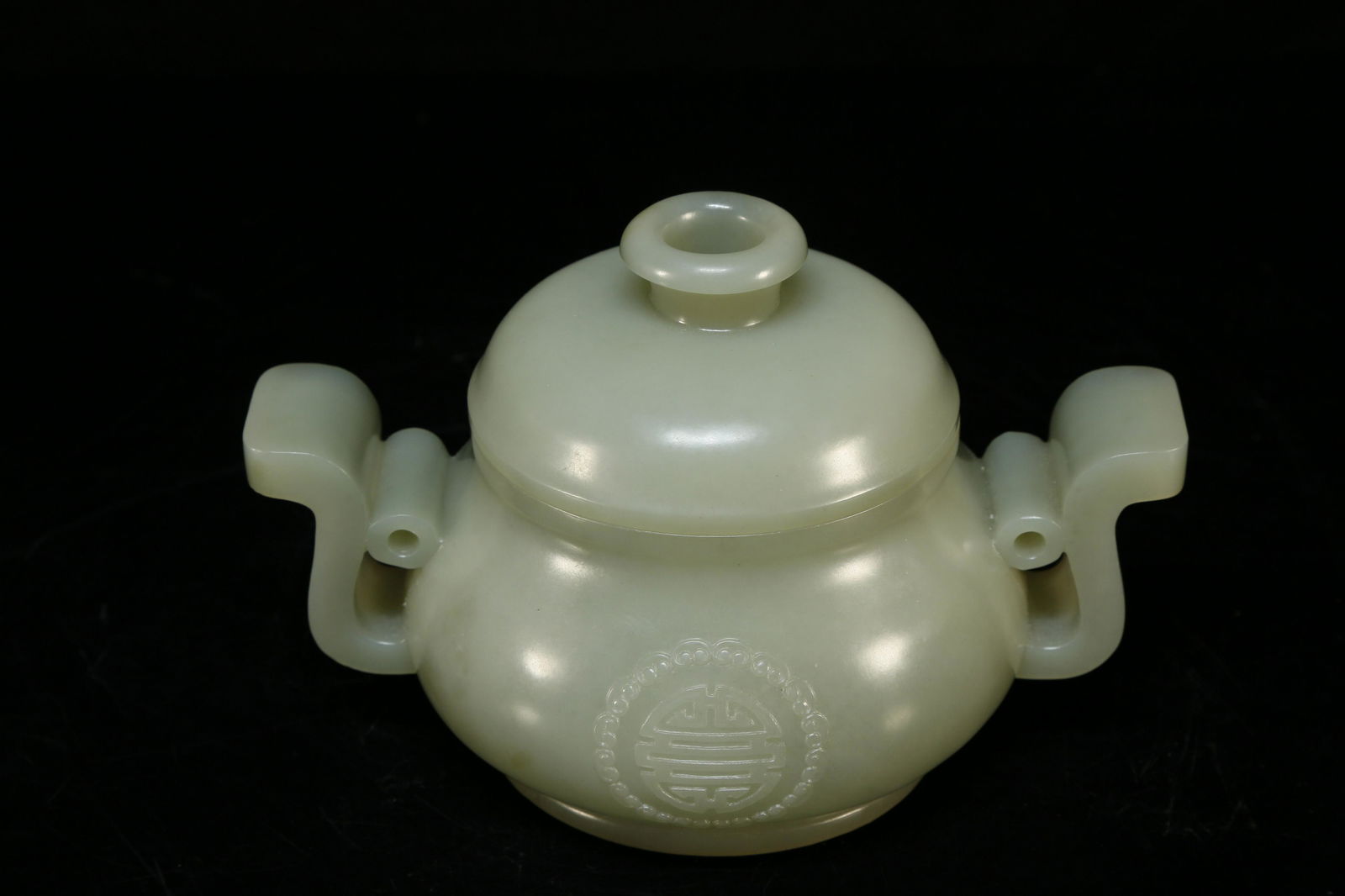 A Delicate White Jade Double-eared Jar - 2
