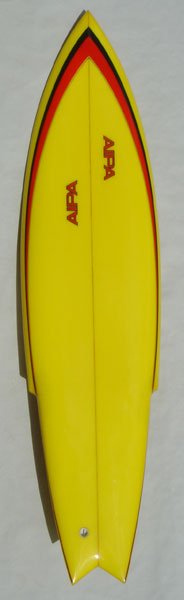 Mark Richards "Stinger" shaped by Ben Aipa: Mark Richards "Stinger" shaped by Ben Aipa 6'11" (9) 1975 - This was one of five boards that Ben Aipa shaped for Mark Richards at the height of the "stinger" phase. Mark rode this board at Bells Beach