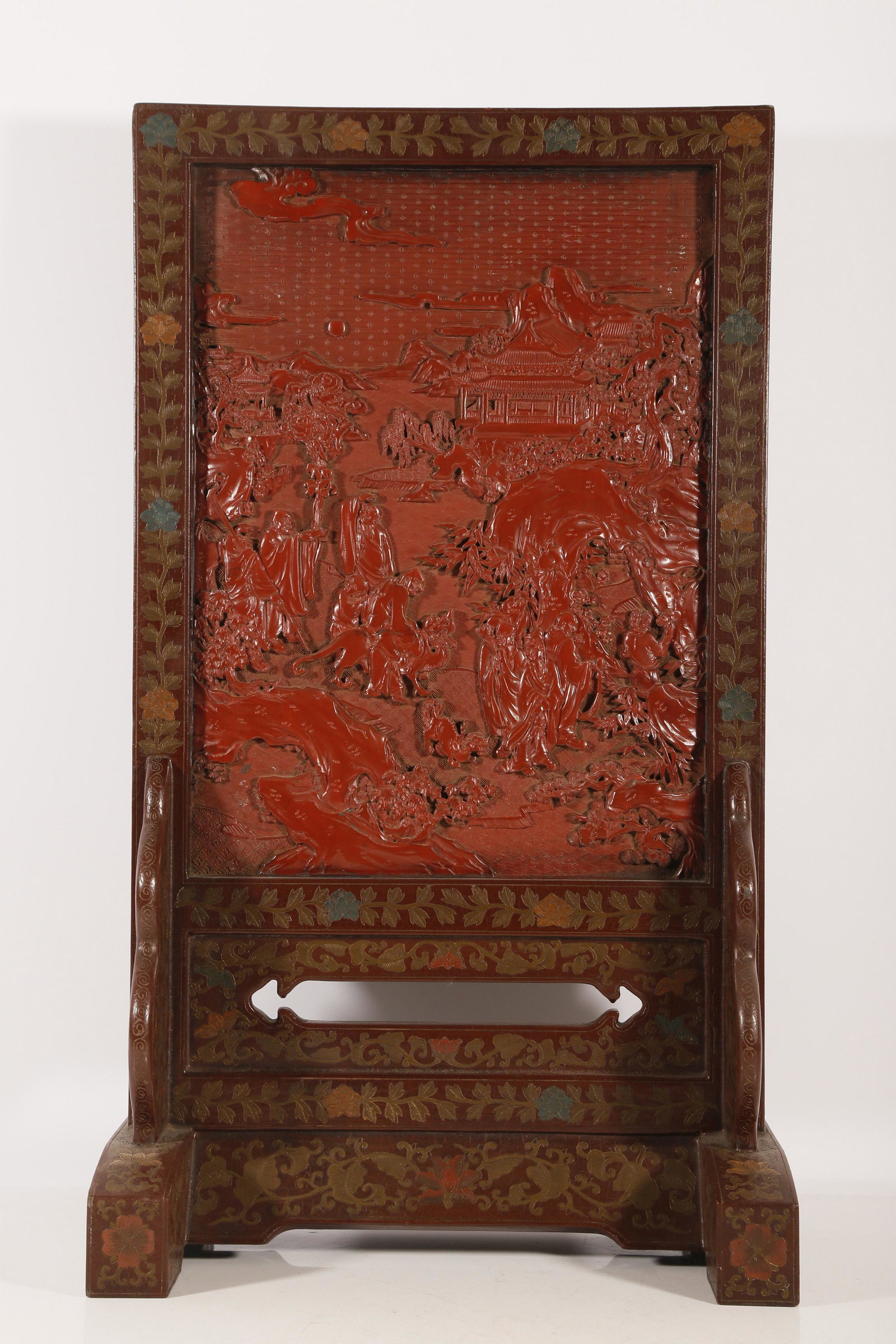 A Rare Red Carved Lacquer Hanging Screen (1 of 13)
