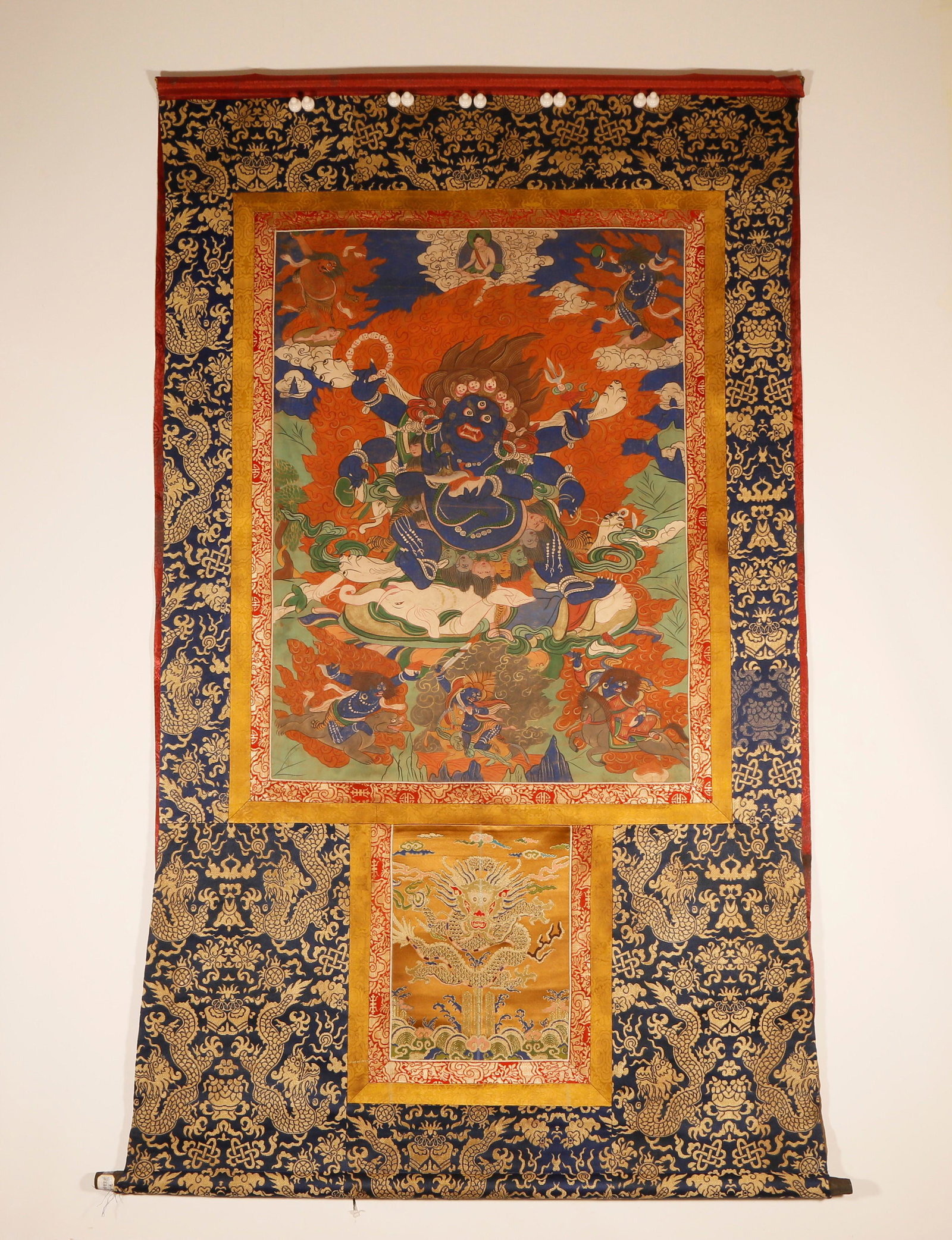 A Tibetan Clay Thangka: A Rare Tibetan Clay Thangka Chinese Ming Dynasty 15-16th Century Size: 94cmx161cm