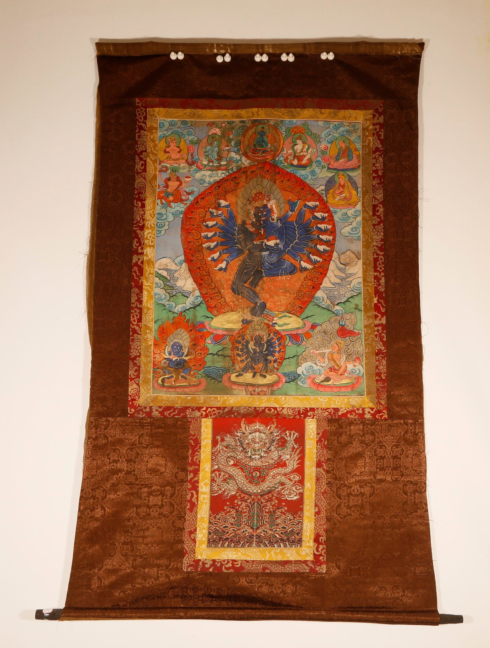 A Tibetan Clay Thangka: A Rare Tibetan Clay Thangka Chinese Ming Dynasty 15-16th Century Size: 95cmx155cm