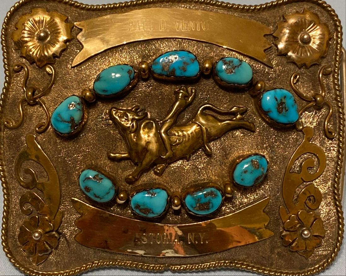 10k Gold and Sterling Rodeo Belt Buckle (1 of 2)