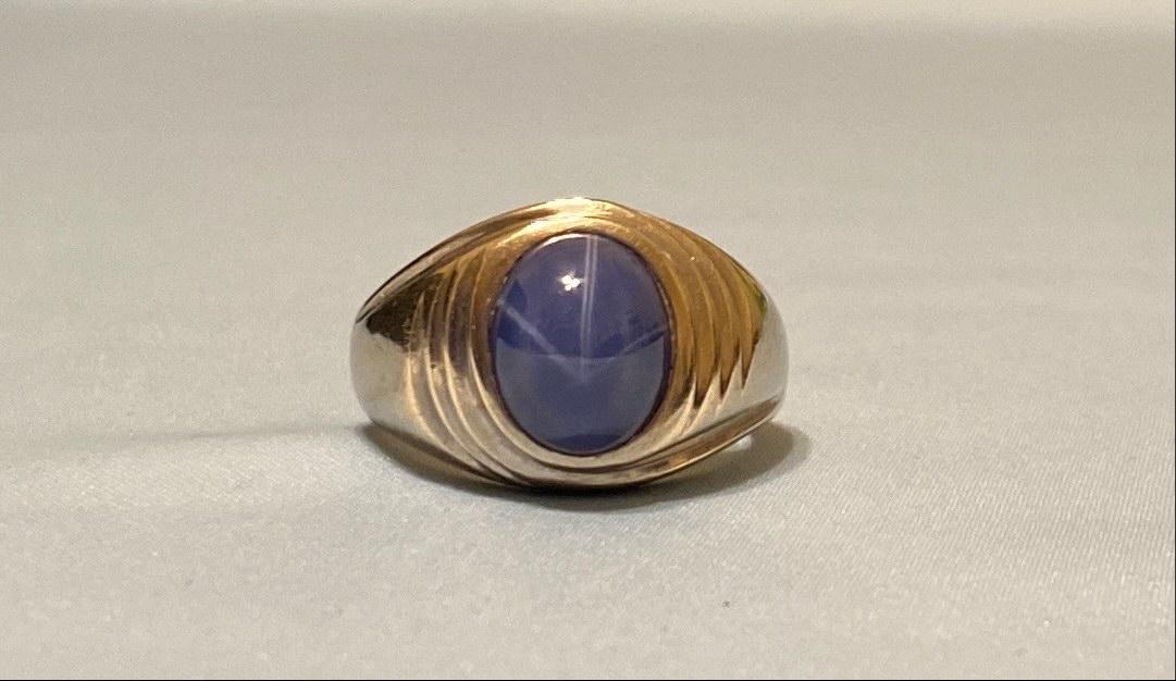 14k White Gold Star Sapphire Men's Ring (1 of 2)
