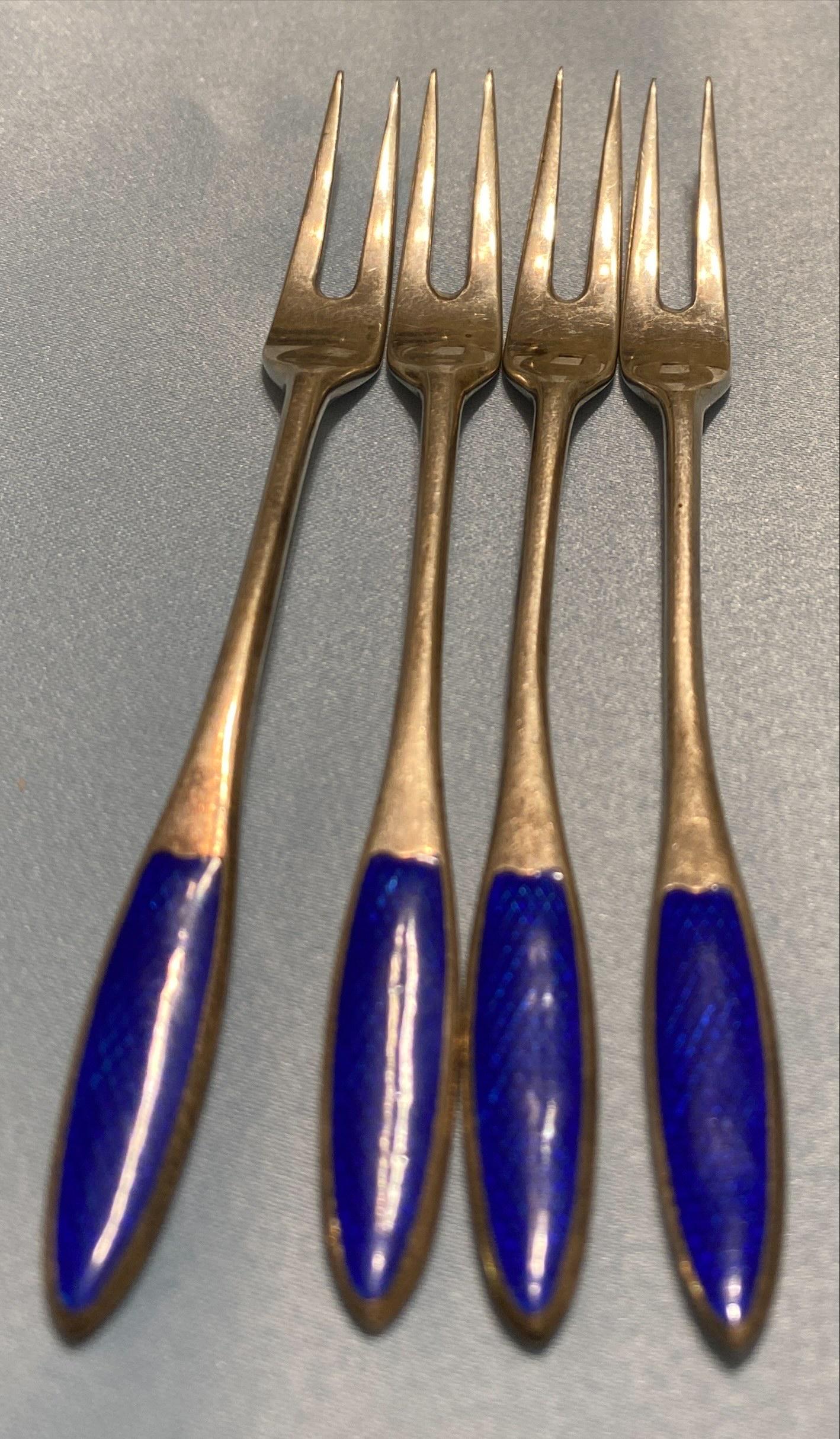 Sterling Silver and Enamel Pickle Fork Set (1 of 3)