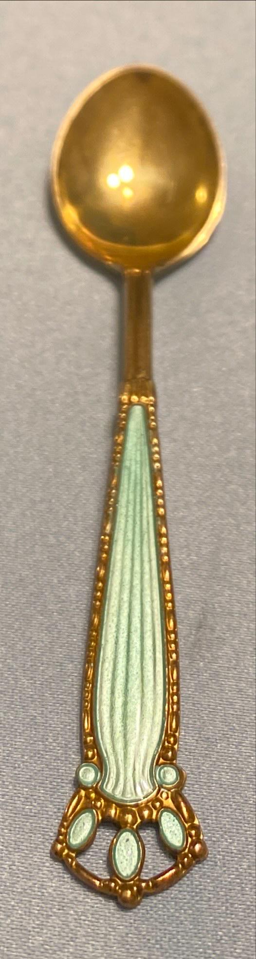 Sterling Silver and Enamel Espresso Spoon: Sterling Silver and Enamel Espresso Spoon Makers Mark Present: yes Tested Silver with a Spectrometer