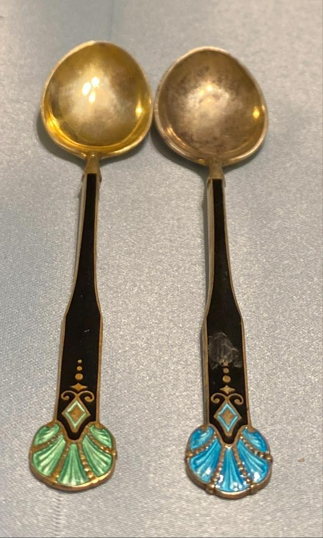 Sterling Silver and Enamel Espresso Spoon Set (1 of 1)