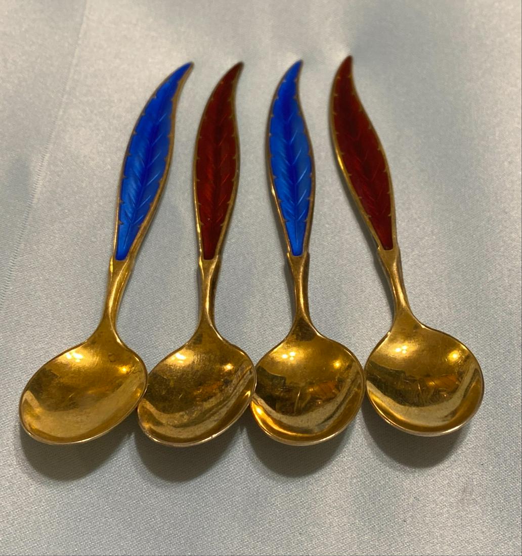 Sterling Silver and Enamel Espresso Spoon Set (1 of 1)