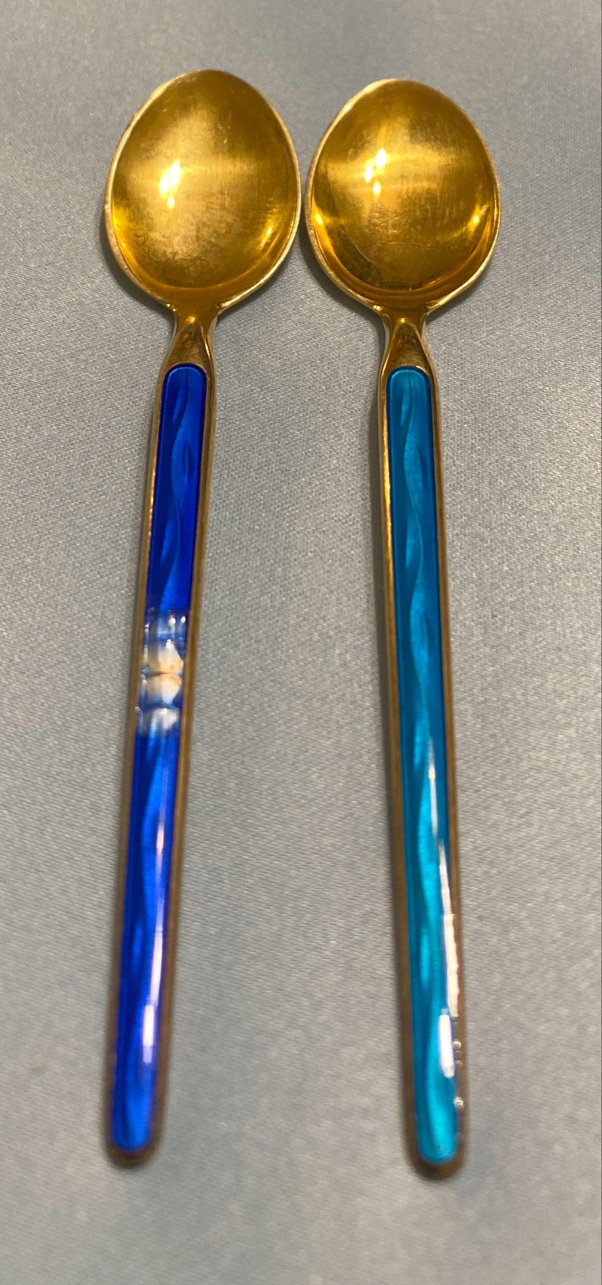 Sterling Silver and Enamel Espresso Spoon Set (1 of 1)