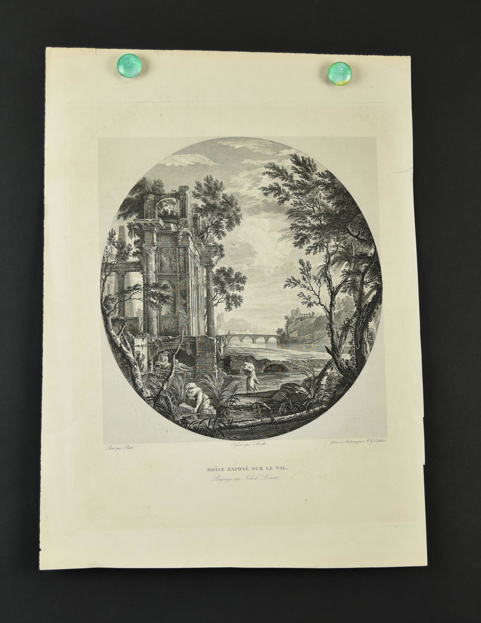 Moise Expose Sur Le Nil Old Testament etching and (1 of 2)