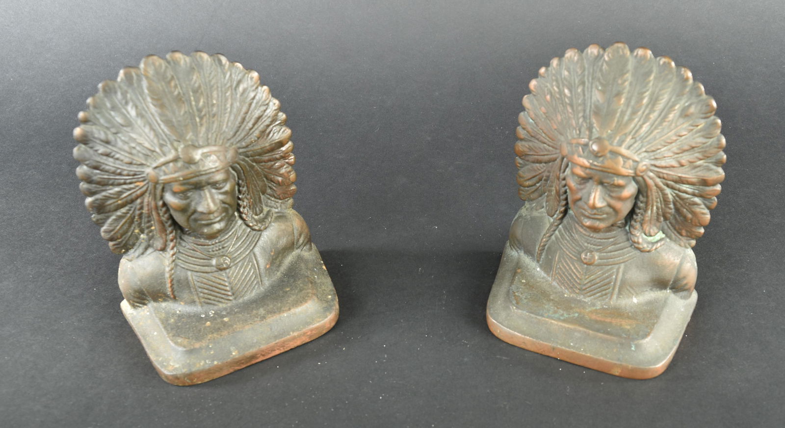 Antique Native American Indian Chief Bookends, Cast (1 of 5)