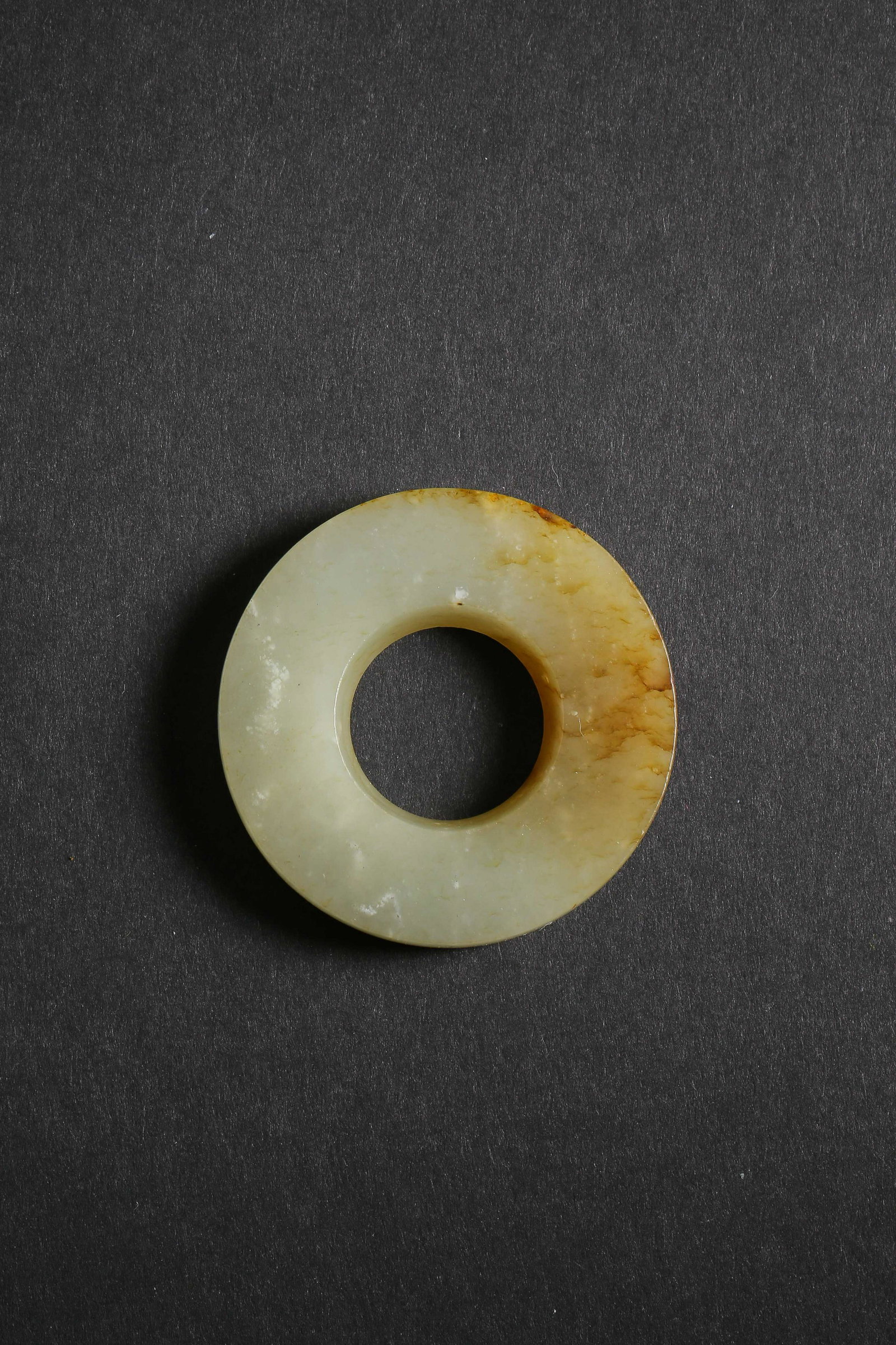 ANCIENT CHINESE WHITE MARBLE CARVED BI, CIRCLE PENDANT: ANCIENT CHINESE WHITE MARBLE CARVED BI, CIRCLE PENDANT