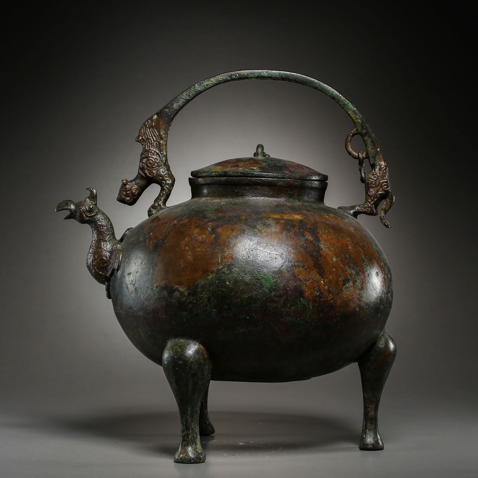 BRONZE HANDLE POT, HAN DYNASTY, CHINA (1 of 11)