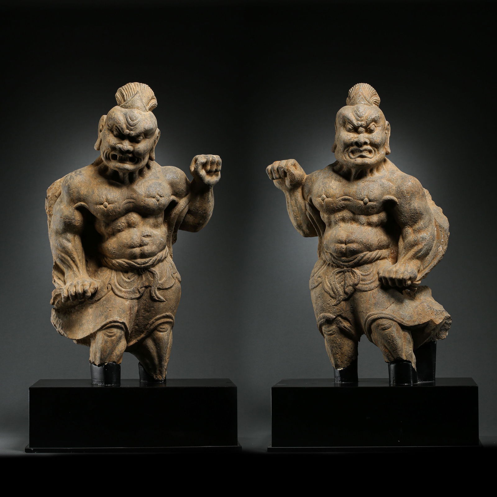 A PAIR OF STANDING STRONG MAN FIGURE, TANG DYNASTY, (1 of 16)