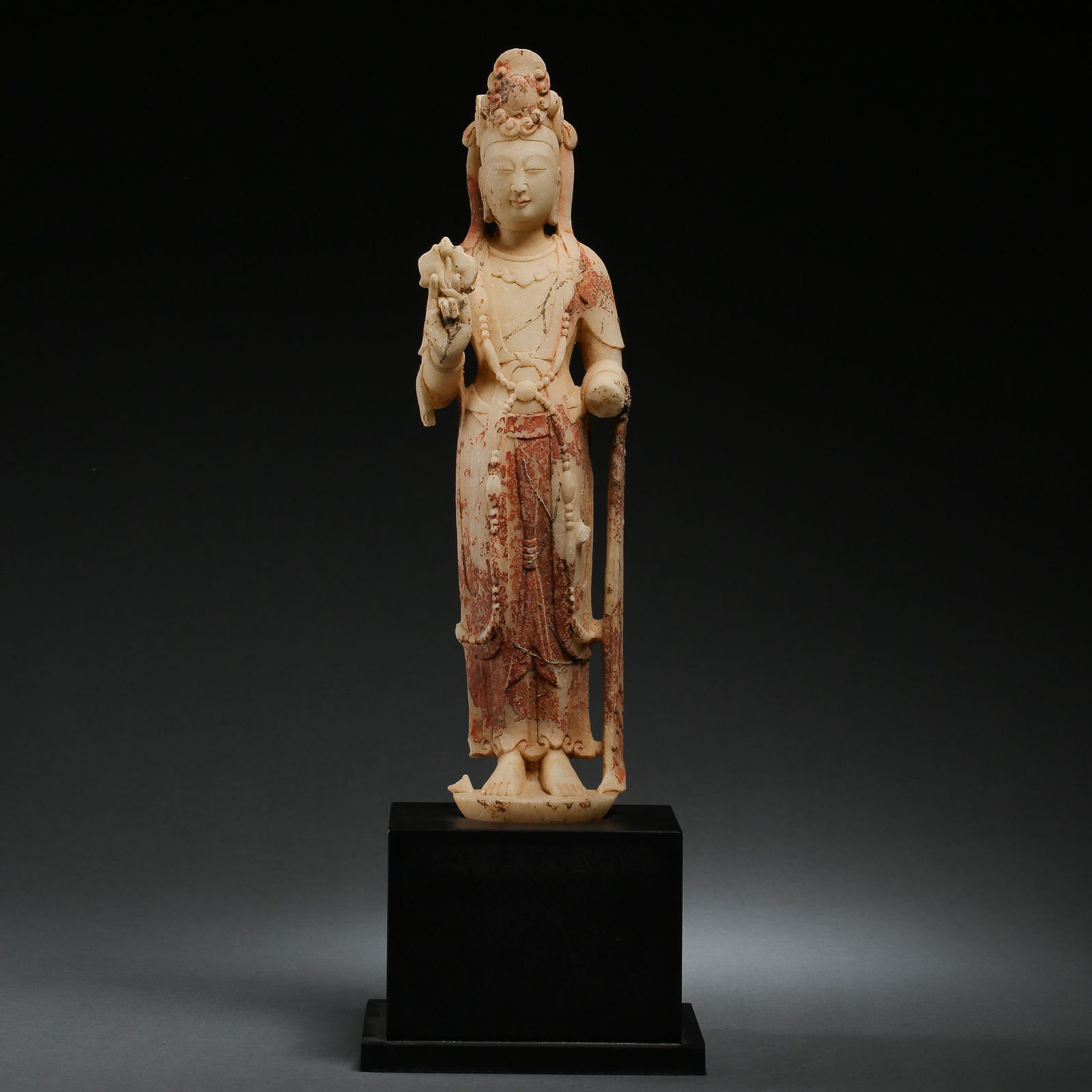 WHITE JADE GUANYIN STANDING STATUE, TANG DYNASTY, CHINA (1 of 8)