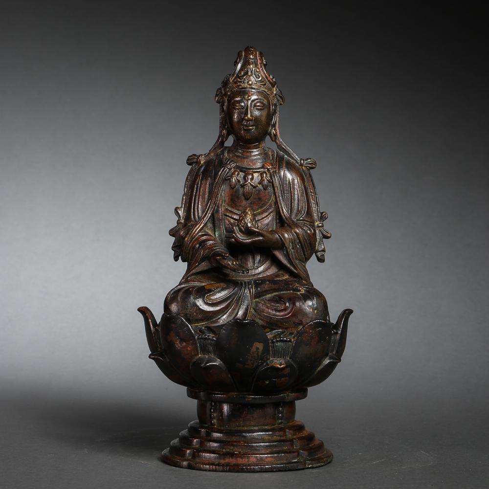 SEATED BRONZE BUDDHA, LIAO DYNASTY, CHINA (1 of 10)