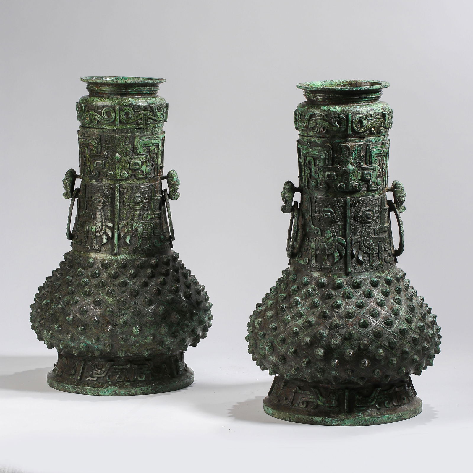 PAIR OF CHINESE HAN DYNASTY BRONZE VASES (1 of 15)