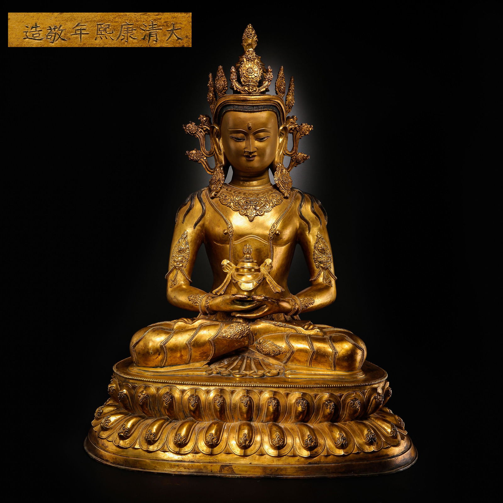 A SITTING BRONZE BUDDHA, KANGXI PERIOD, QING DYNASTY (1 of 13)