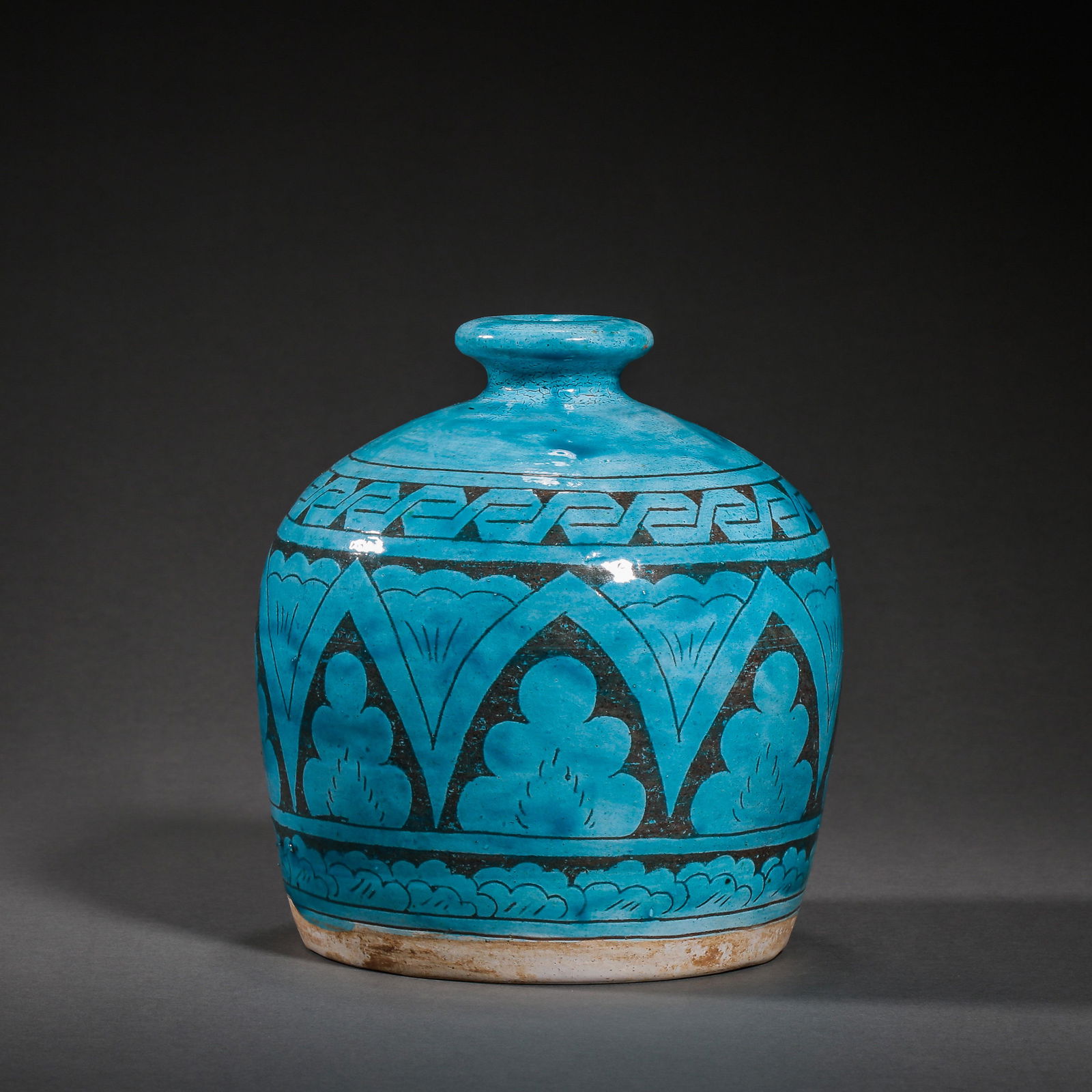 CIZHOU WARE PEACOCK BLUE PLUM VASE CARVED AND INCISED (1 of 8)