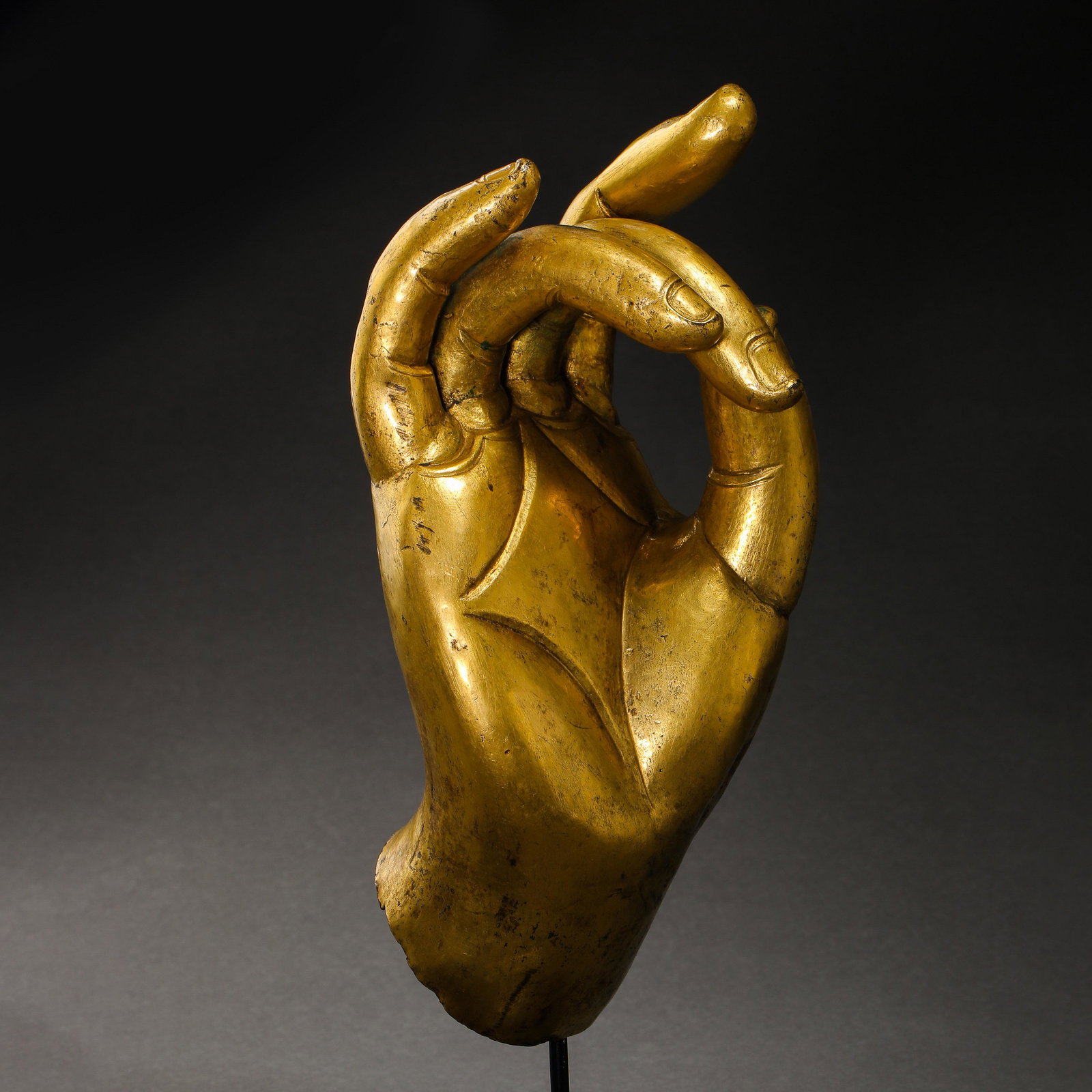 GILT BRONZE BUDDHA HAND, TANG DYNASTY, CHINA (1 of 7)