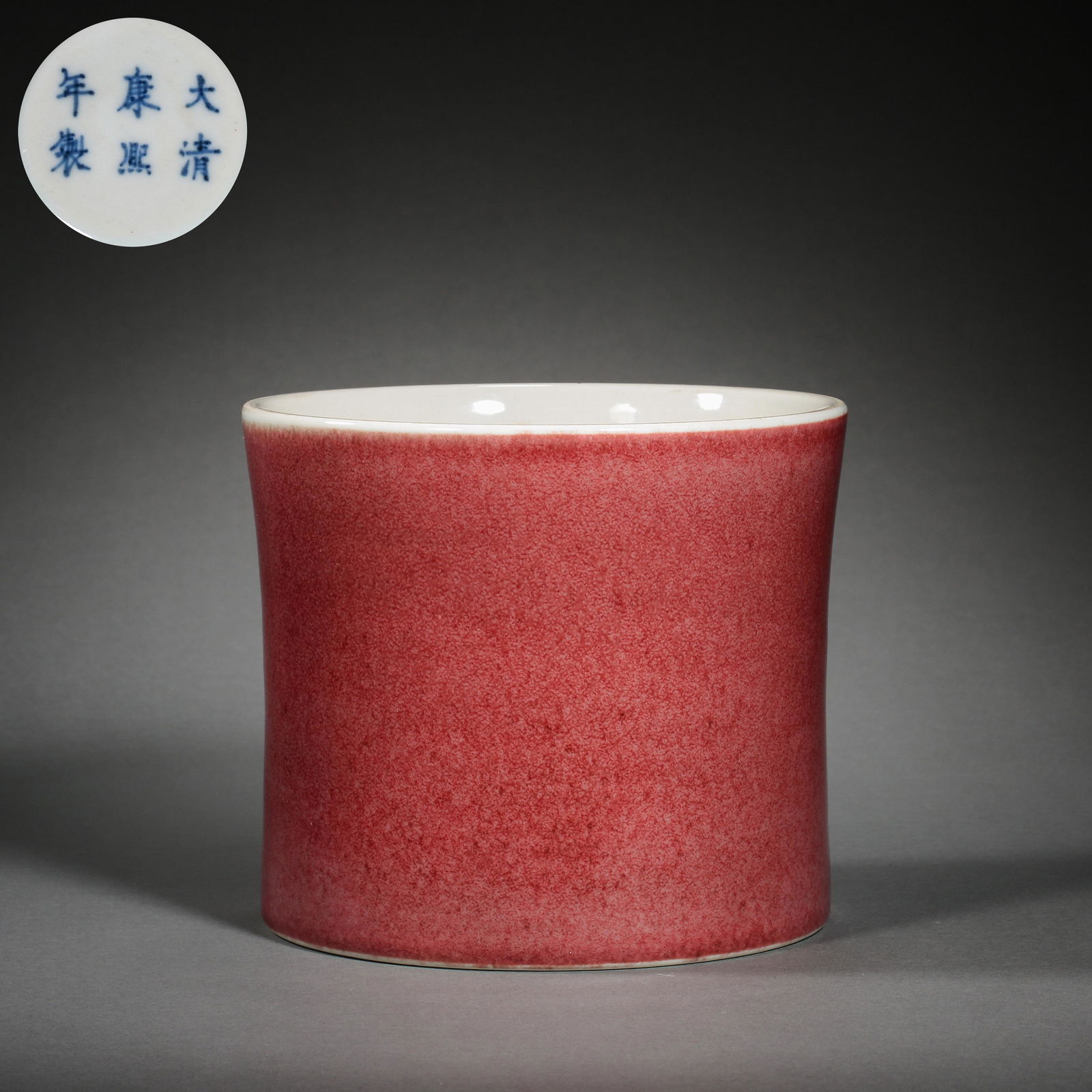 A RED-GLAZED PEN HOLDER, KANGXI PERIOD OF THE QING (1 of 9)