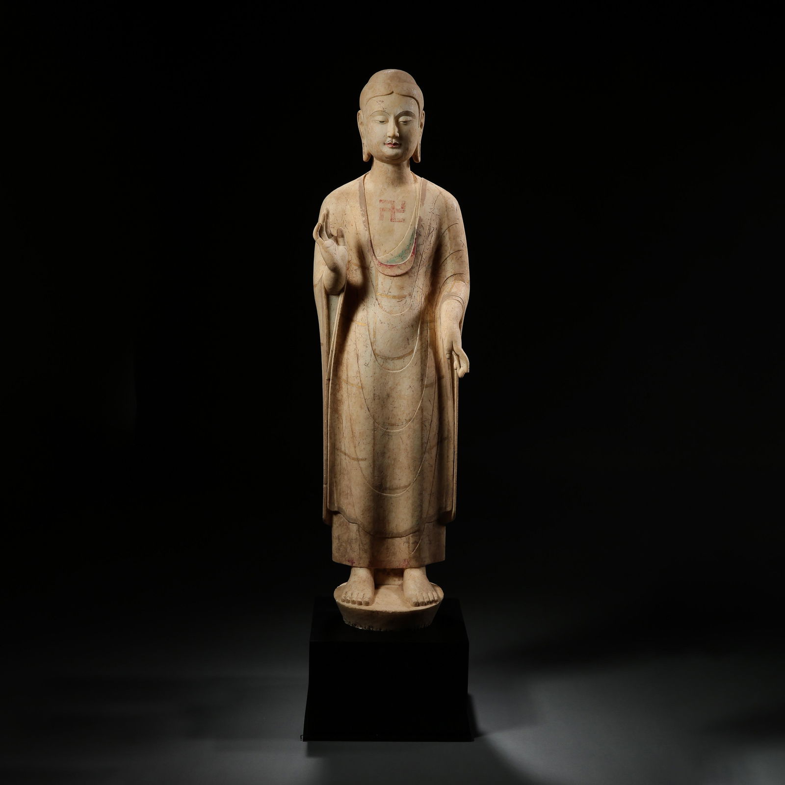 STANDING STATUE OF WHITE JADE BUDDHA, TANG DYNASTY, (1 of 13)