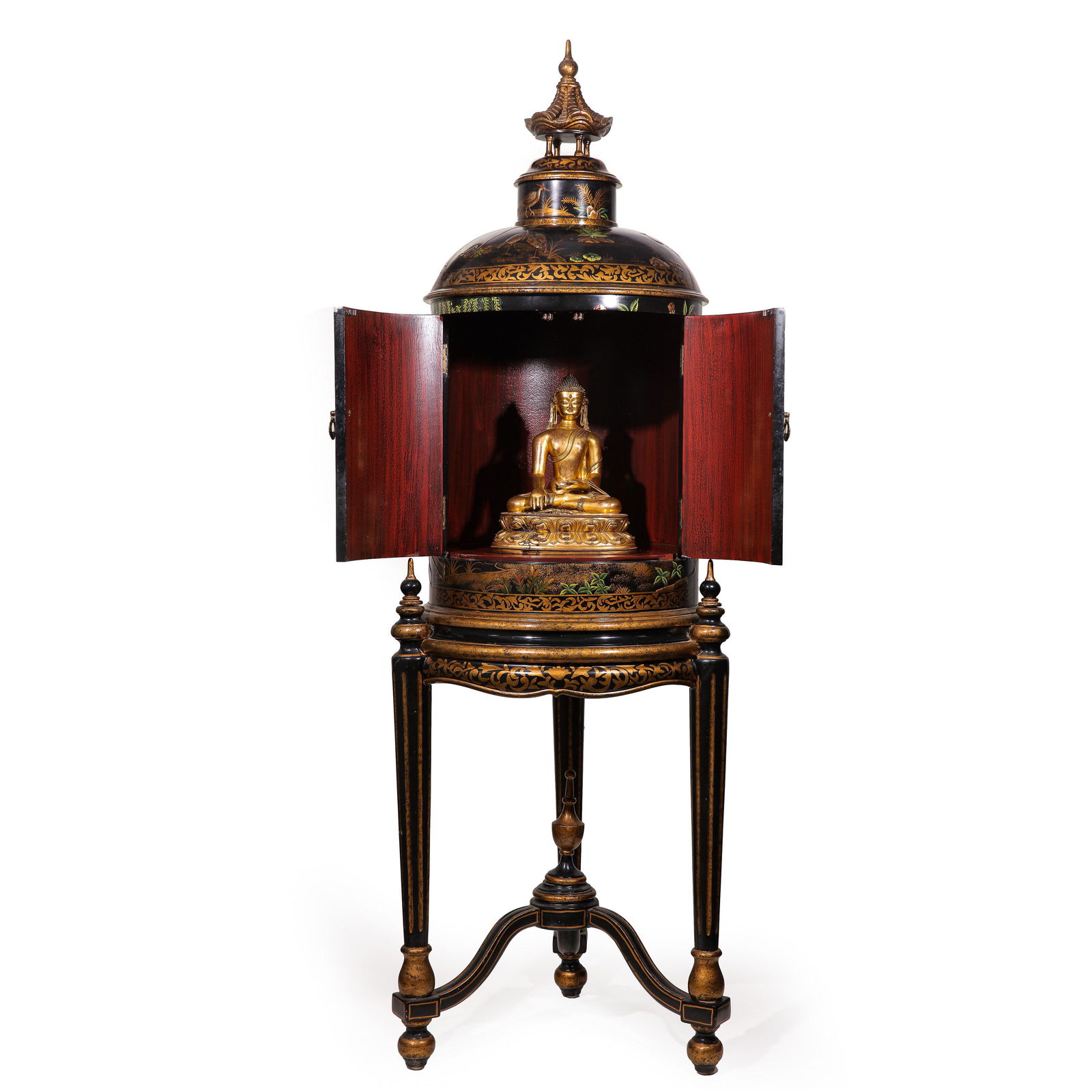 A SET OF BUDDHA STATUES AND LARGE LACQUER BUDDHIST (1 of 20)