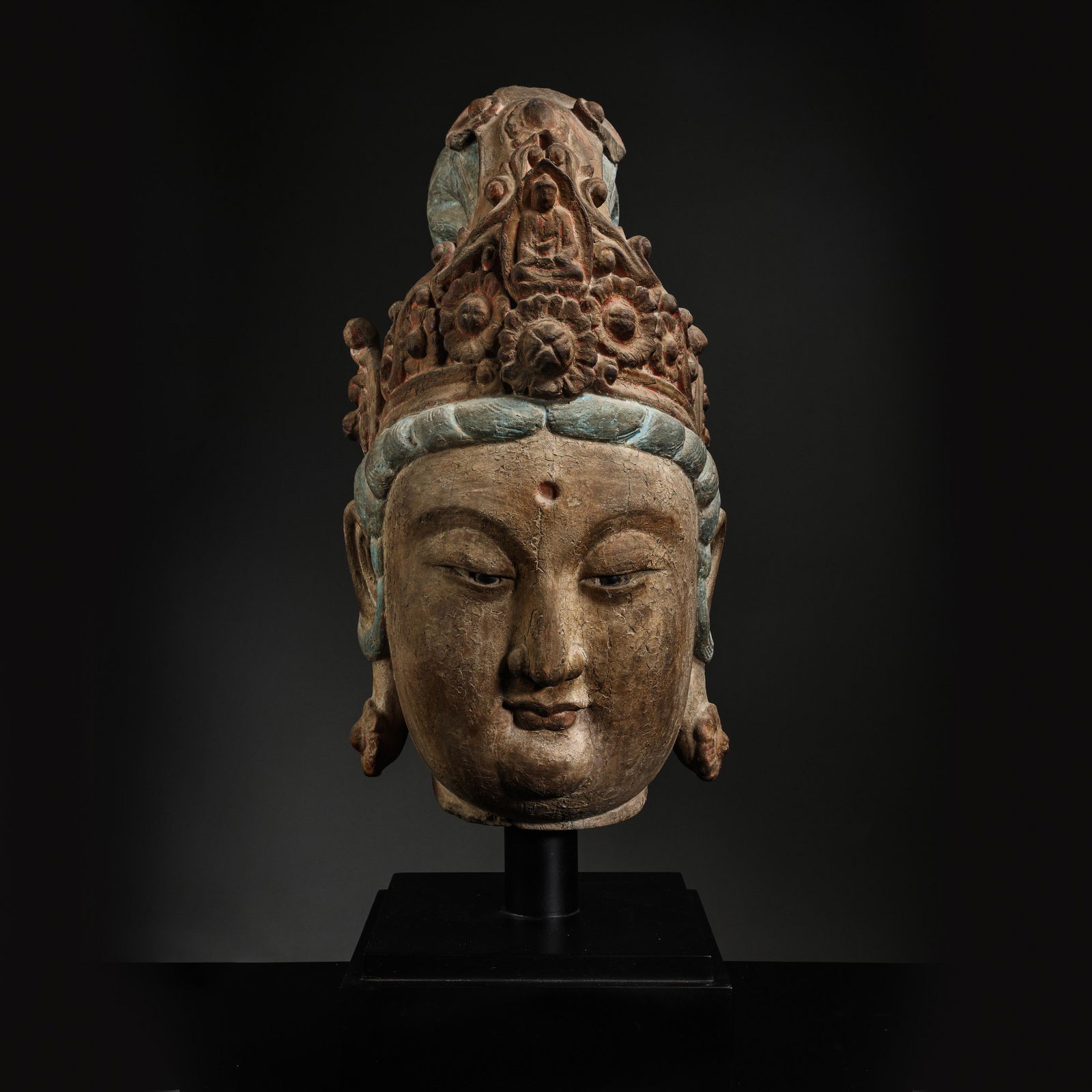 WOOD CARVED BUDDHA HEAD, TANG DYNASTY, CHINA (1 of 8)