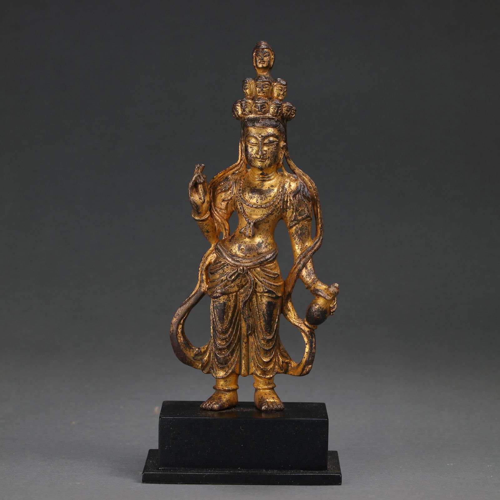 CHINESE TANG DYNASTY GILT BRONZE BUDDHA STANDING STATUE (1 of 9)