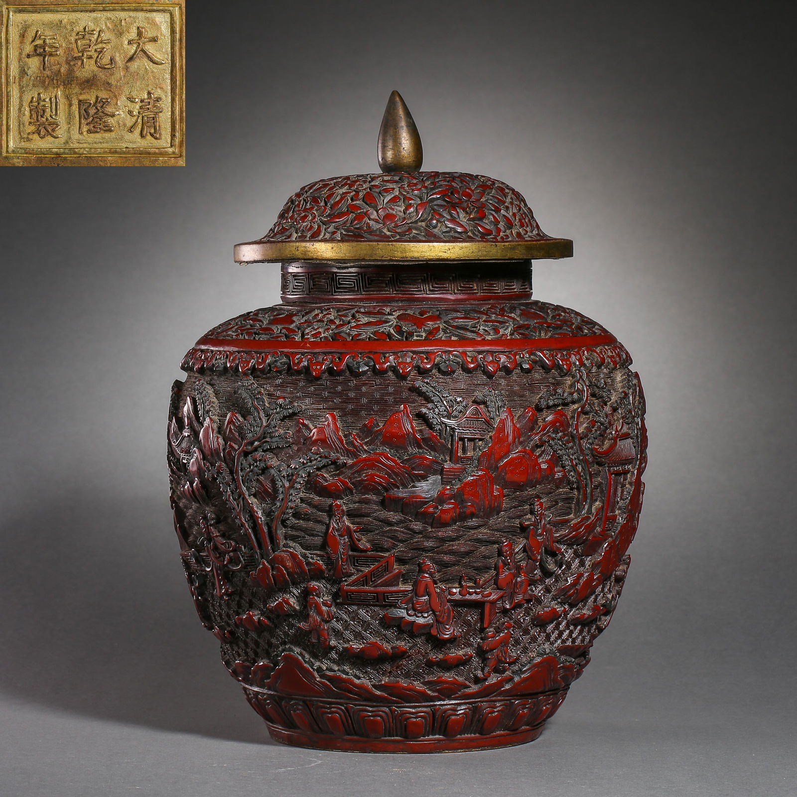 CHINESE QING DYNASTY COPPER MADE LACQUER JAR WITH LID (1 of 13)
